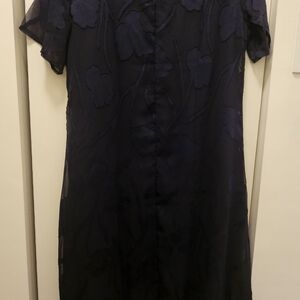 Msglamor XL Ruffle Flutter Lace Maxi Elegant Navy Floral Dress